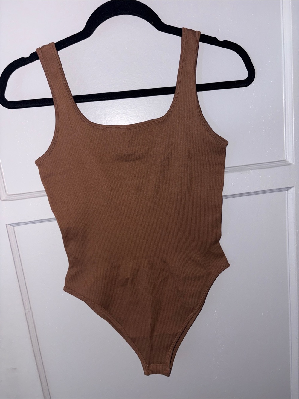 Kids Ribbed One-Piece Bodysuit in Brown